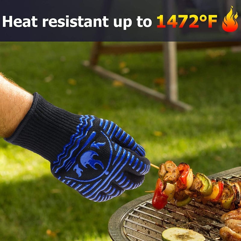 Recoty BBQ Gloves  1472F Extreme Heat Resistant Grill Gloves  Non-Slip Food Grade Silicone Oven Mitts Gloves for Kitchen  Cooking  Barbecue  Baking  Smoker (11inch) - Image 4